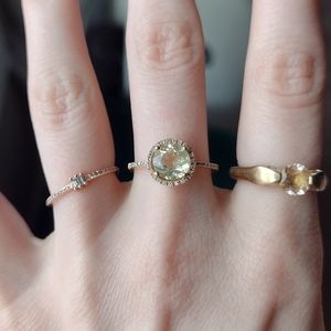 14k Gold Citrine & Pave Diamond Ring